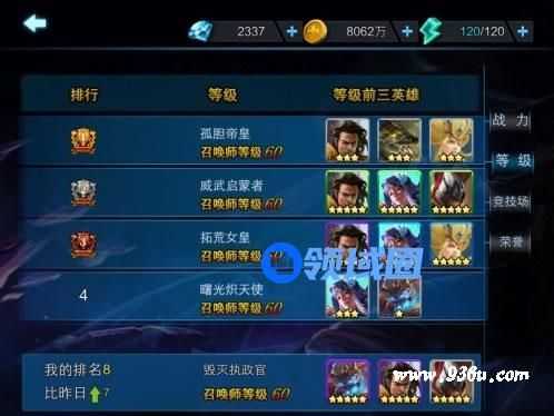 《超凡大师》手游 排行榜系统介绍