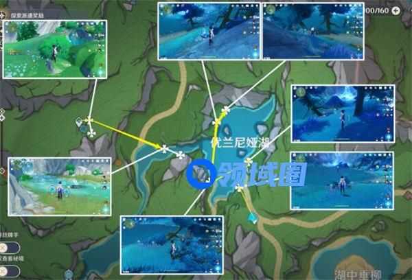 《原神》手游 湖光铃兰采集路线图