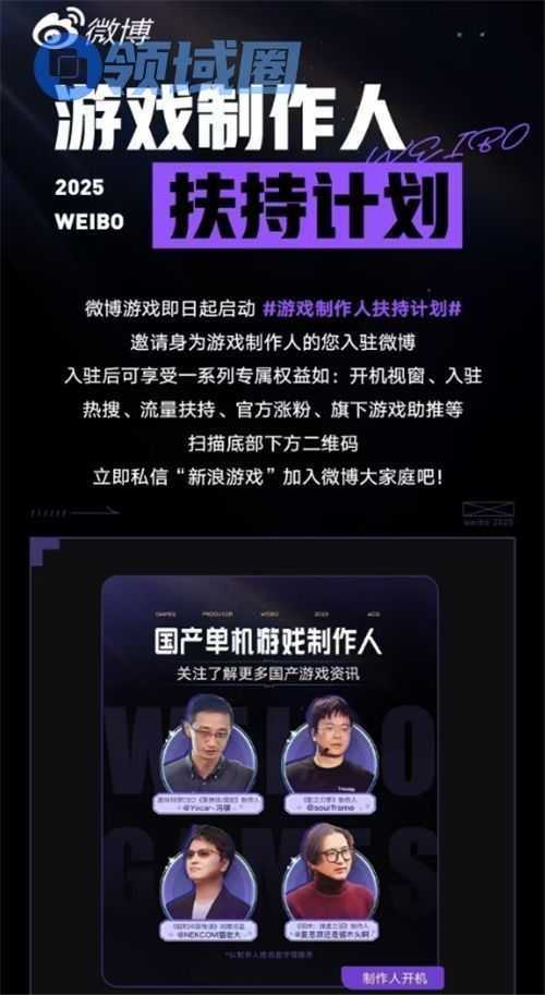 微博“游戏制作人扶持计划” 启动，平台制作人热点共创助推游戏出圈